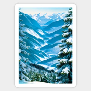 Snowy mountains in the Taiga Sticker